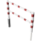 Access barriers | with triangular lock | swing-back | with top and quarter-bent bar | hot-dip galvanized and white coatedwith red reflecting stripes | total width: 1500 mm